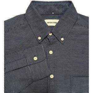 Taylor Stitch Flannel Shirt Size 38 Dark Navy Striped Organic Cotton Mens Medium